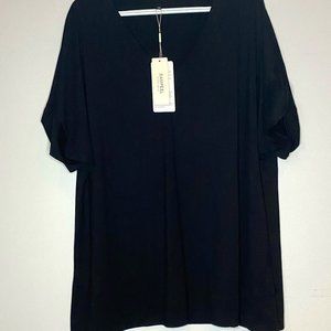 SAMPEEL V-Neck T-shirt with Tags - Women's XL (Black)